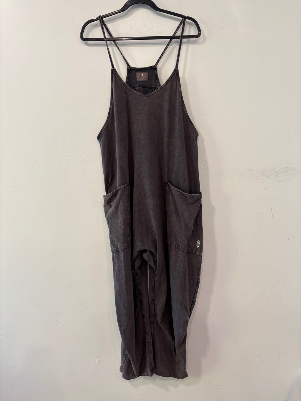 Free People FP Movement Hot Shot Jumpsuit Hippie Slouchy Boho Washed Black M